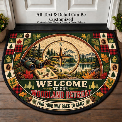 Woodland Compass - Woods Wildlife Personalized Half Round Mat | 5To9Vibe