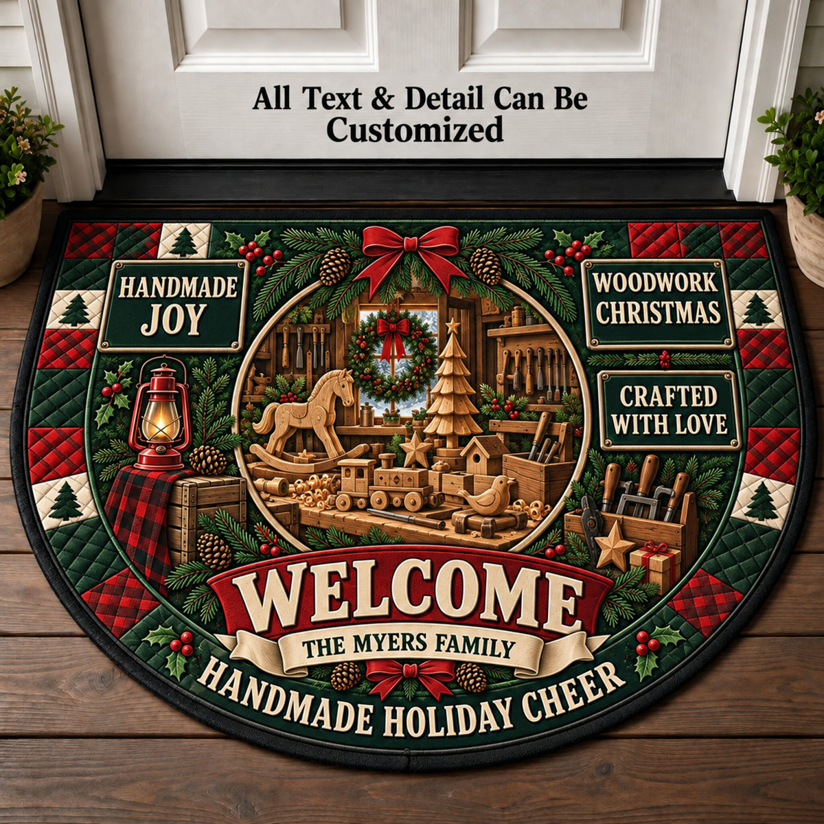 Woodworking Christmas Personalized Half Round Mat | 5To9Vibe