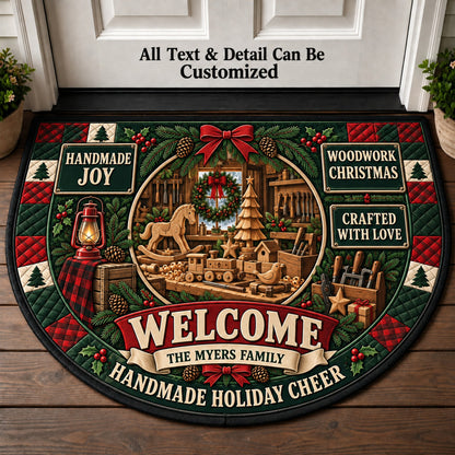 Woodworking Christmas Personalized Half Round Mat | 5To9Vibe