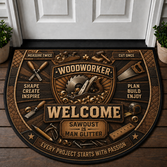 Welcome To The Woodshop Doormat - Measure Twice Cut Once Woodworker Welcome Mat - 5to9vibe