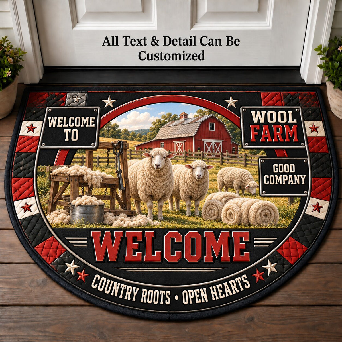 Wool Farm Personalized Half Round Mat | 5To9Vibe