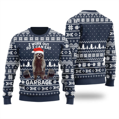 Work Out Racoon Ugly Christmas Sweater
