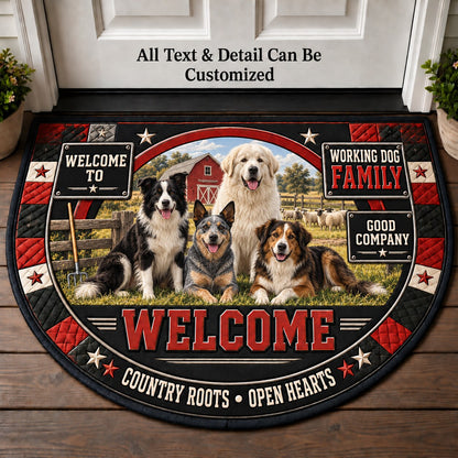 Working Dog Family Personalized Half Round Mat | 5To9Vibe