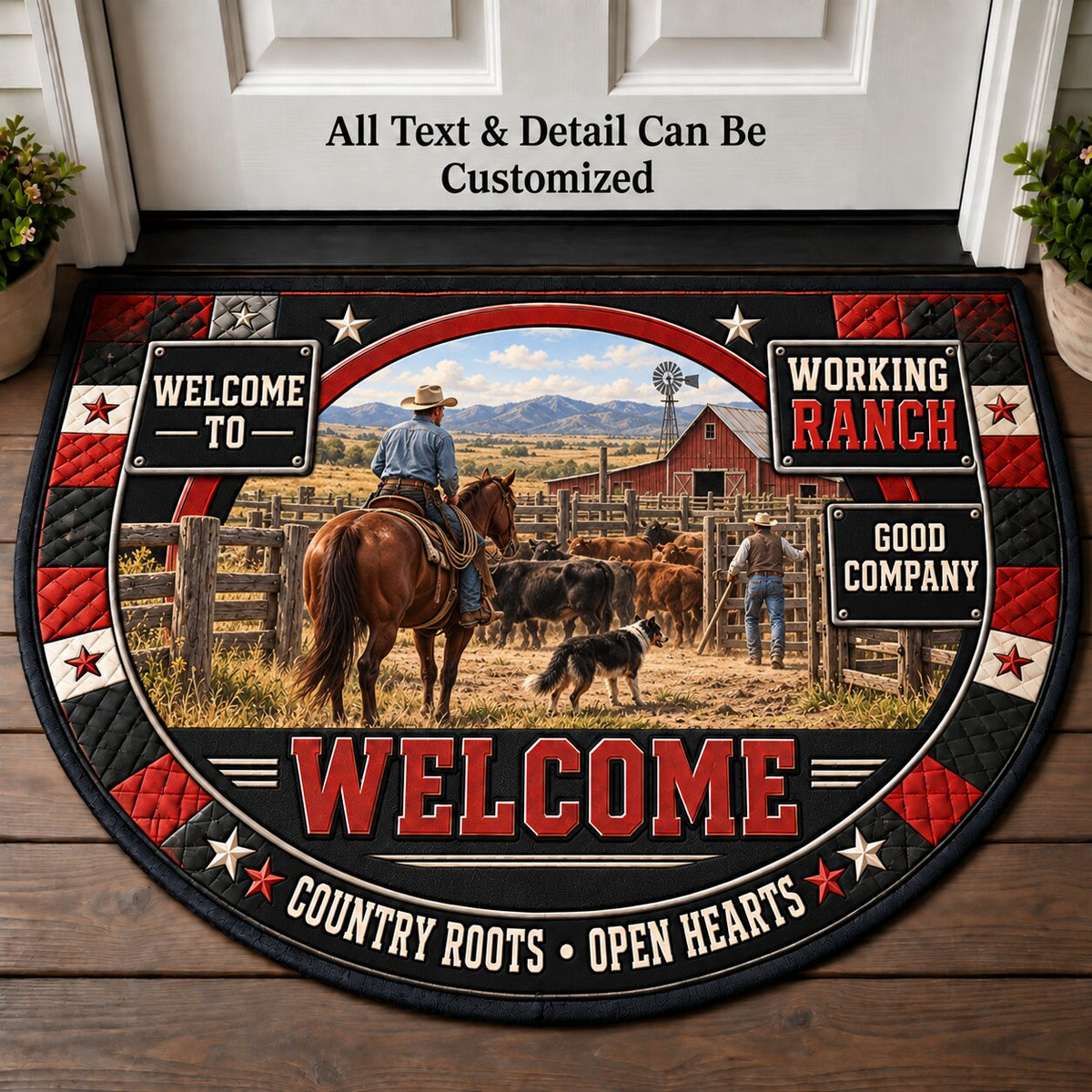 Working Ranch Personalized Half Round Mat | 5To9Vibe