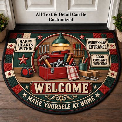 Workshop Entrance Personalized Half Round Mat | 5To9Vibe