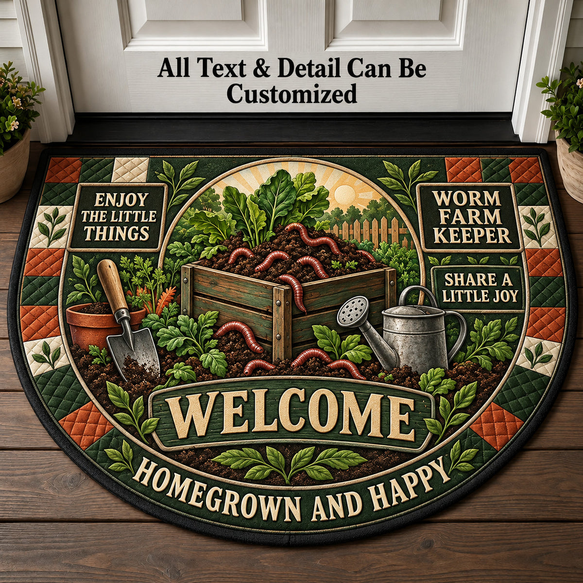 Worm Farm Keeper Personalized Half Round Mat | 5To9Vibe
