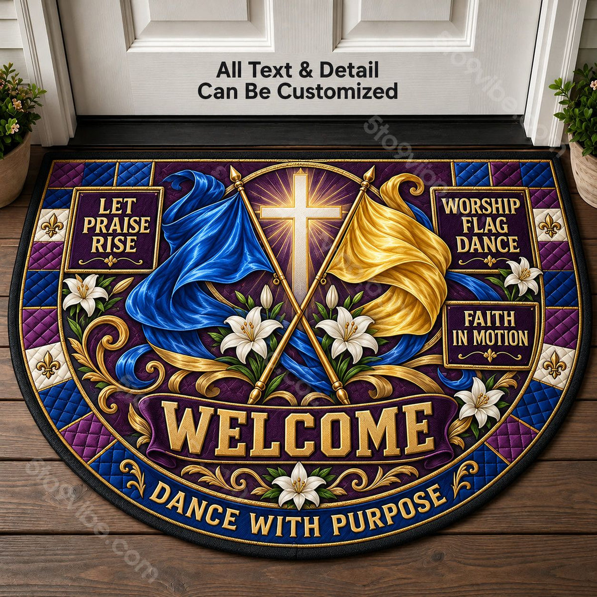 Worship Flag Dance Personalized Half Round Mat | 5To9Vibe