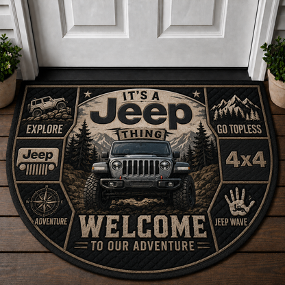 Jeep Dad Welcome Mat - Manual Transmission 4x4 Off-Road Doormat - 5to9vibe