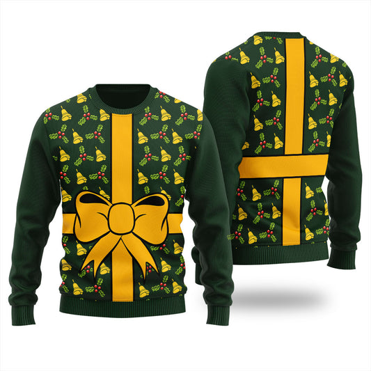 Wrapped Christmas Present Men's Funny Christmas Sweater