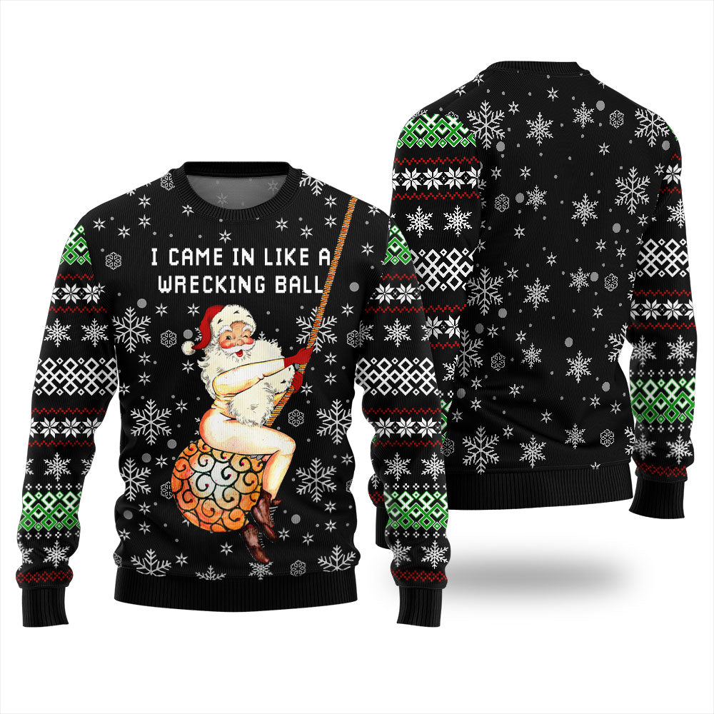 Wrecking Ball Santa Ugly Christmas Sweater For Women