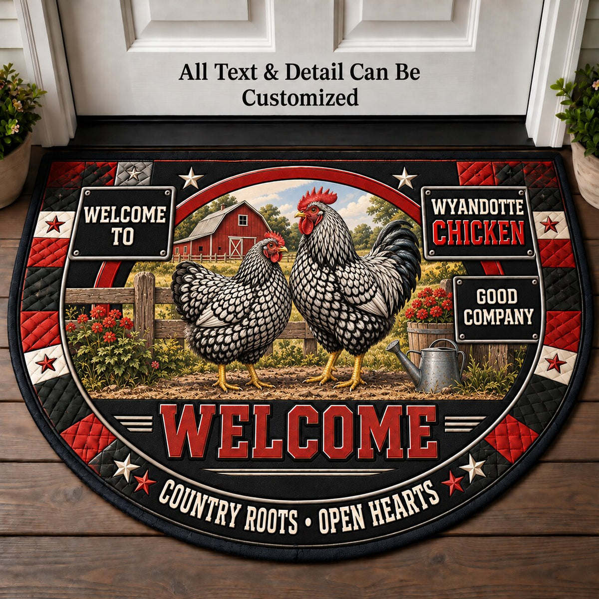Wyandotte Chicken Personalized Half Round Mat | 5To9Vibe