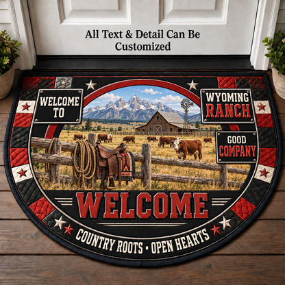 Wyoming Ranch Personalized Half Round Mat | 5To9Vibe