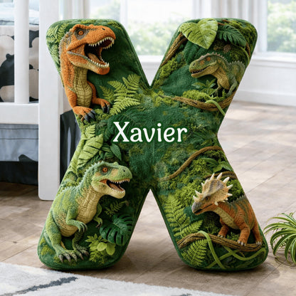 Dino and Princess Pillow Custom Name Gift  For Girls, Boys Irregular-Shaped Pillow Custom