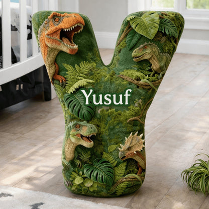 Dino and Princess Pillow Custom Name Gift  For Girls, Boys Irregular-Shaped Pillow Custom