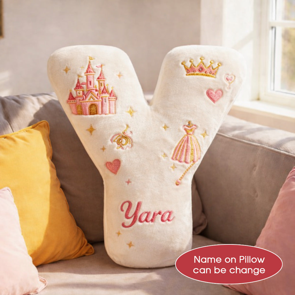 Dino and Princess Pillow Custom Name Gift  For Girls, Boys Irregular-Shaped Pillow Custom