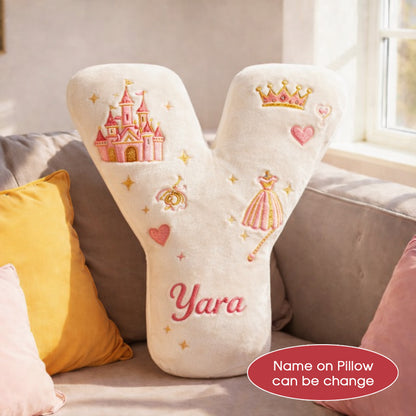 Dino and Princess Pillow Custom Name Gift  For Girls, Boys Irregular-Shaped Pillow Custom