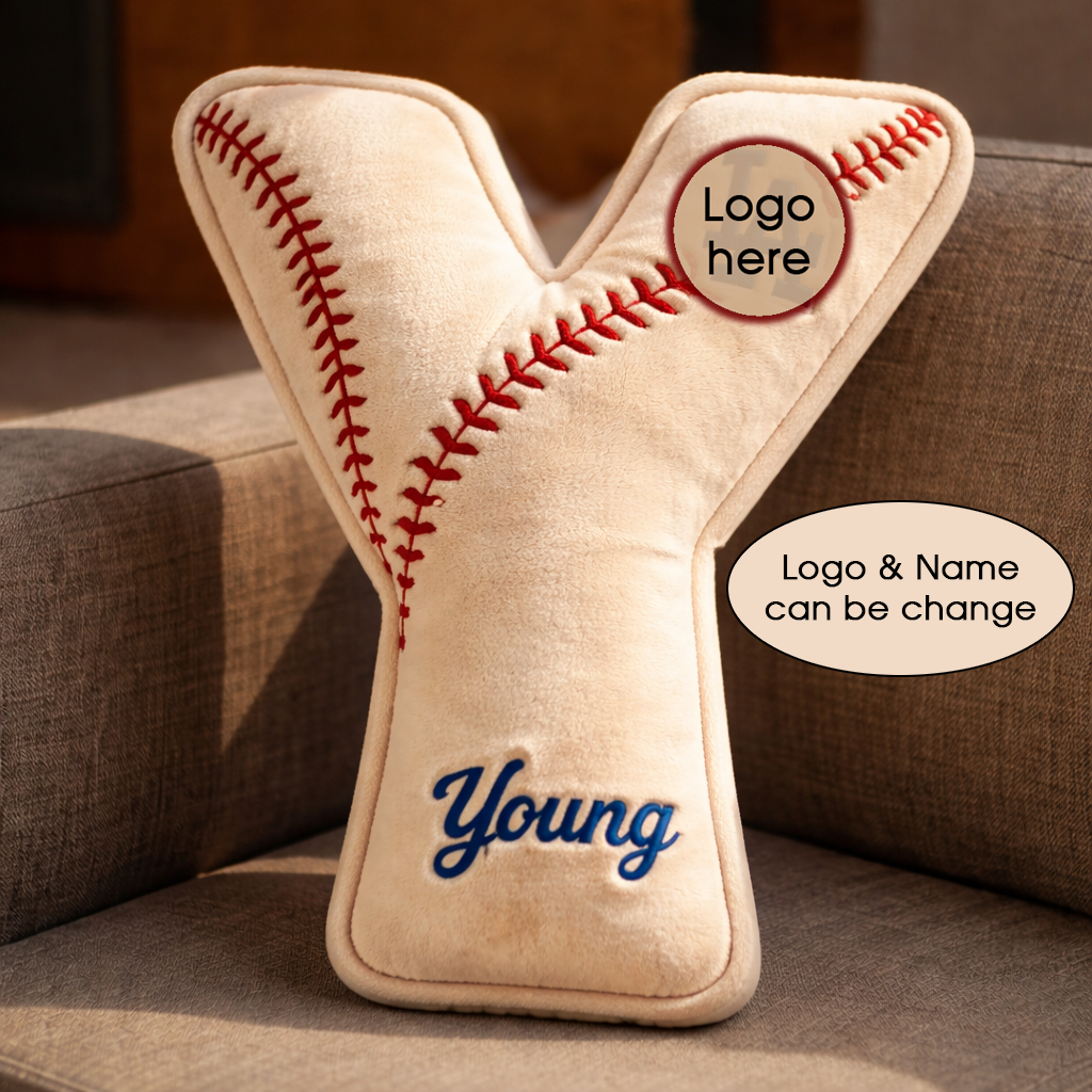 Baseball Pillow Custom Name & Logo Gift For Kids, Friends, Family Irregular-Shaped Pillow Custom-Shaped Pillow-5TO9VIBE