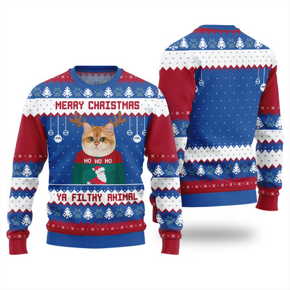 Ya Filthy Animal Dog Cat Custom Ugly Sweater For Men