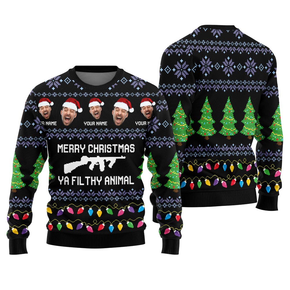 Ya Filthy Animal Personalized Christmas Sweater Women's