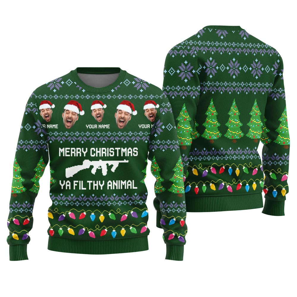 Ya Filthy Animal Personalized Christmas Sweater Women's
