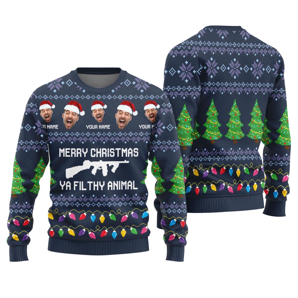 Ya Filthy Animal Personalized Christmas Sweater Women's