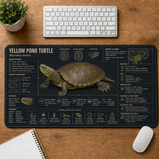 Yellow Pond Turtle Turtle and Tortoise Species Guide Desk Mat | 5To9Vibe