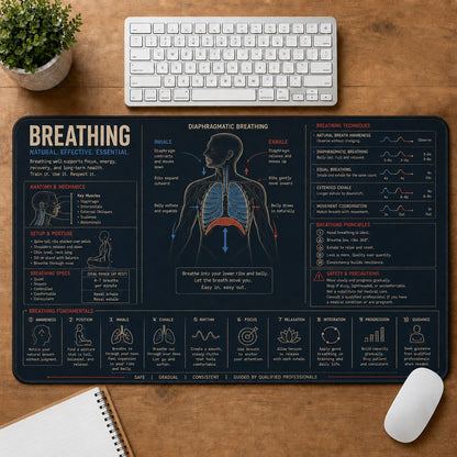 Yoga Breathing Fitness Training Guide Desk Mat | 5To9Vibe
