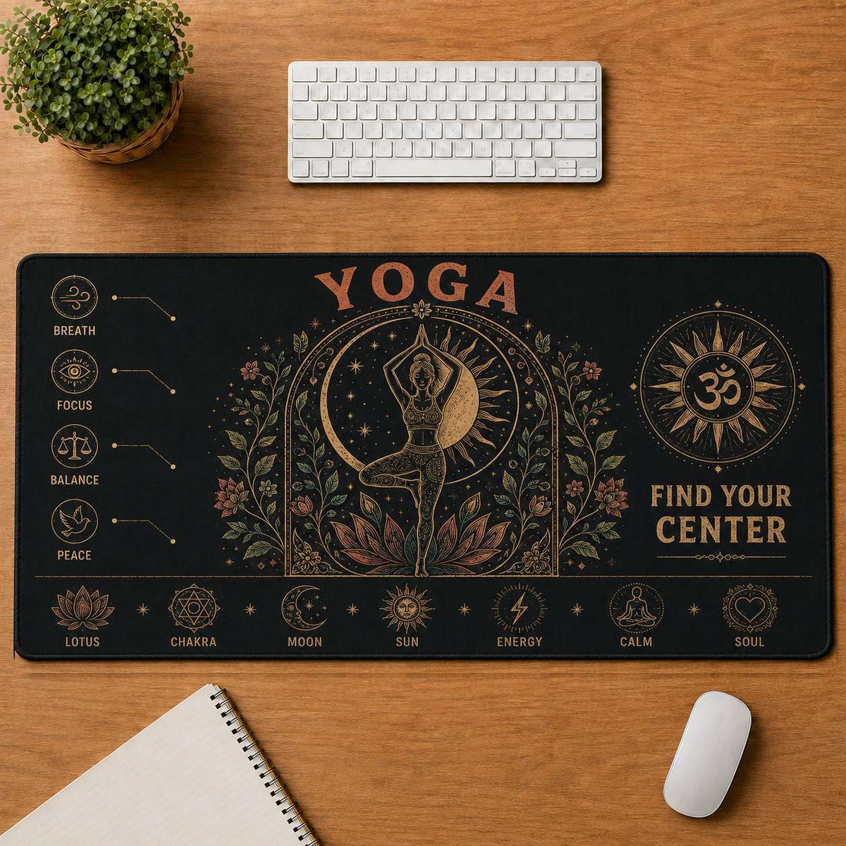 Yin Yang Hippie Desk Mat Mouse Pad | 5To9Vibe - Yoga style