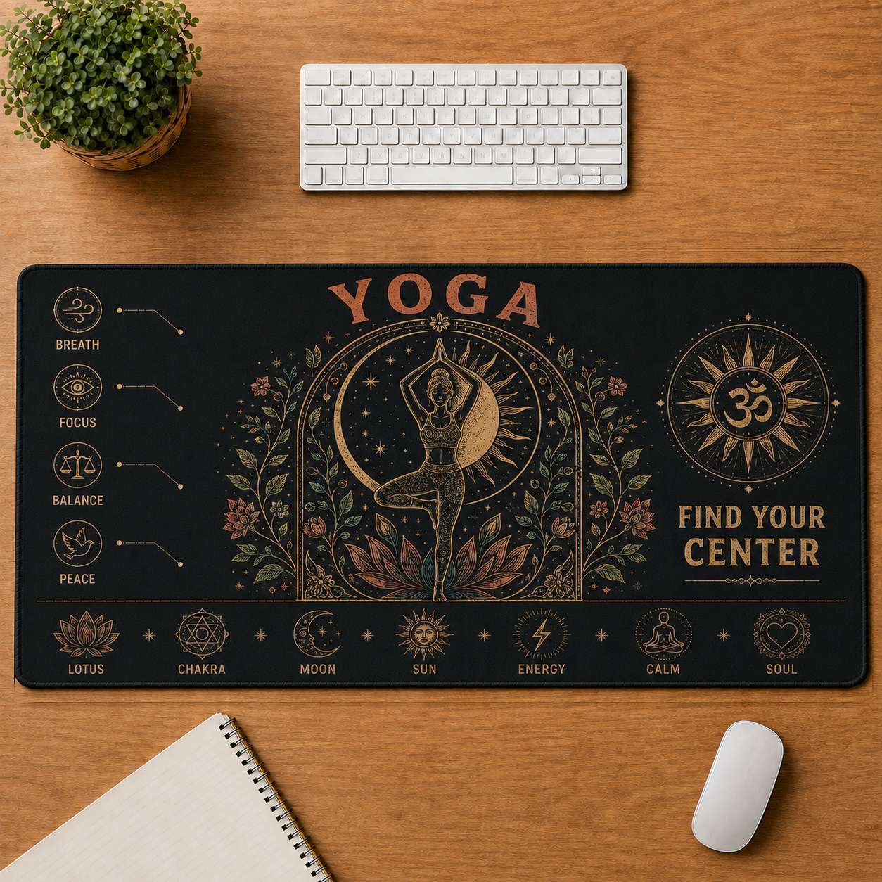Mandala Hippie Desk Mat Mouse Pad | 5To9Vibe - Yoga style