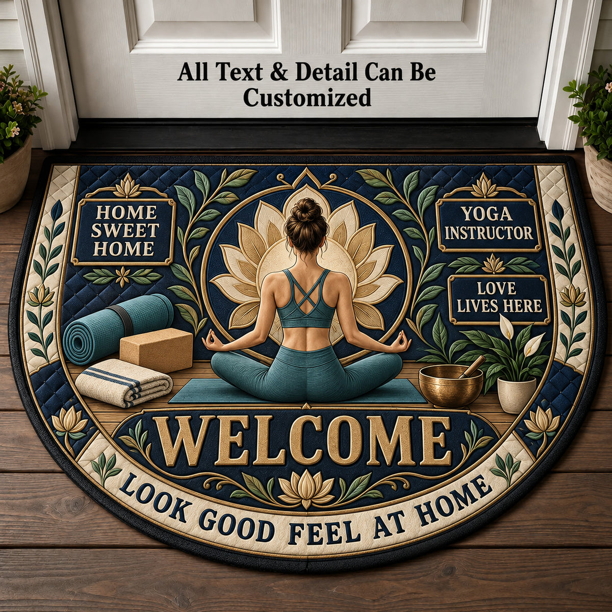 Yoga Instructor Personalized Half Round Mat | 5To9Vibe
