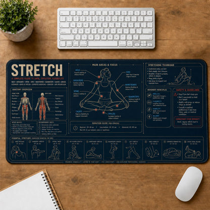 Yoga Stretch Fitness Training Guide Desk Mat | 5To9Vibe
