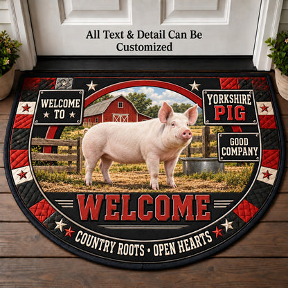 Yorkshire Pig Personalized Half Round Mat | 5To9Vibe