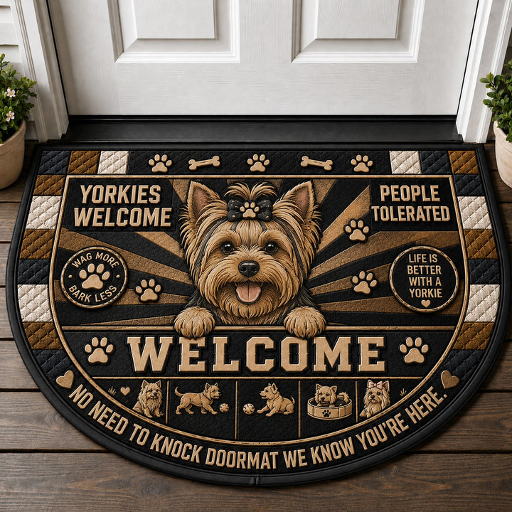 Yorkshire Terrier Dog Breed Lover Quilted Print Premium Welcome Mat – Personalized Doormat