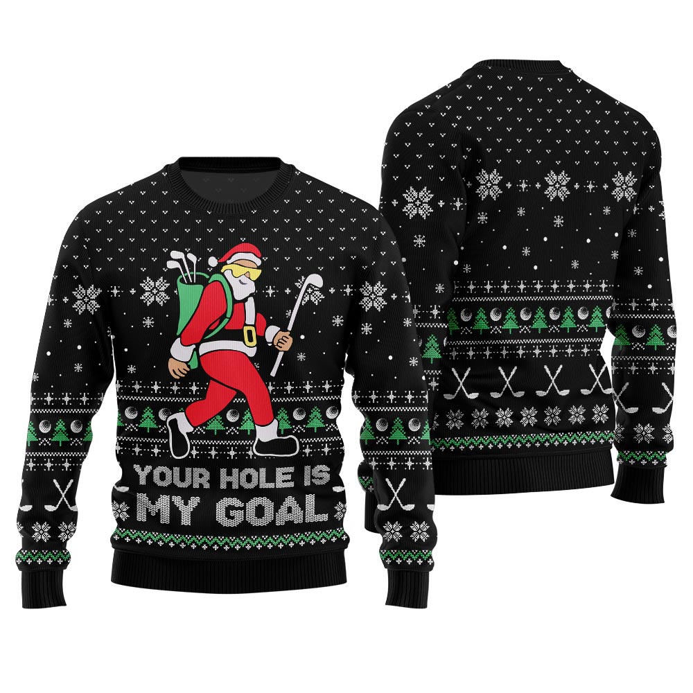 Your Hole Is My Goal Golf Ugly Christmas Sweater