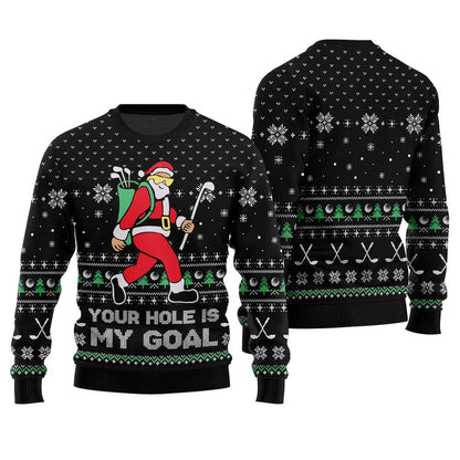 Your Hole Is My Goal Golf Ugly Christmas Sweater