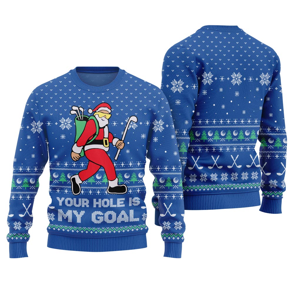Your Hole Is My Goal Golf Ugly Christmas Sweater