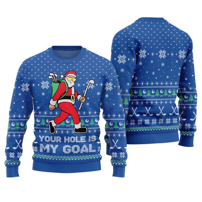 Your Hole Is My Goal Golf Ugly Christmas Sweater