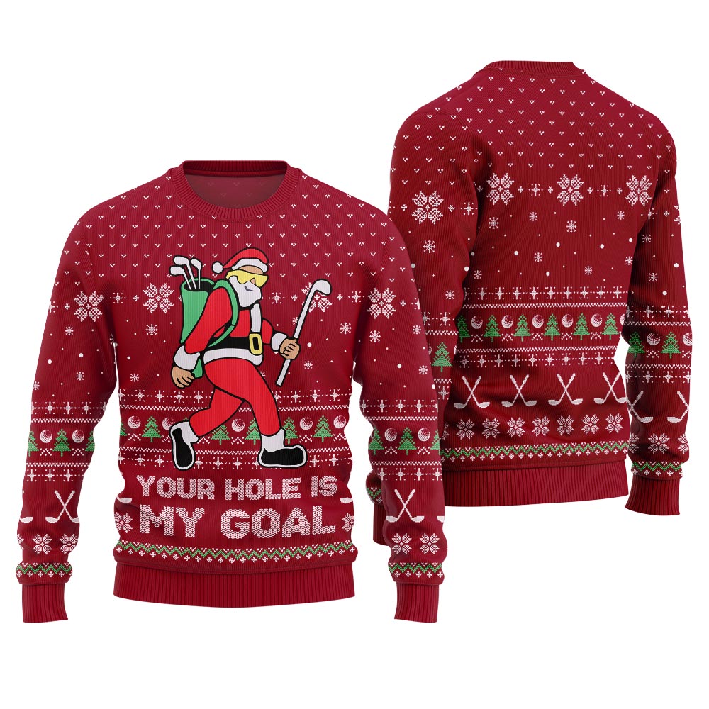Your Hole Is My Goal Golf Ugly Christmas Sweater