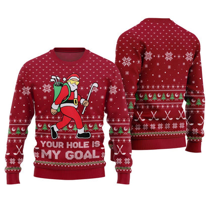 Your Hole Is My Goal Golf Ugly Christmas Sweater