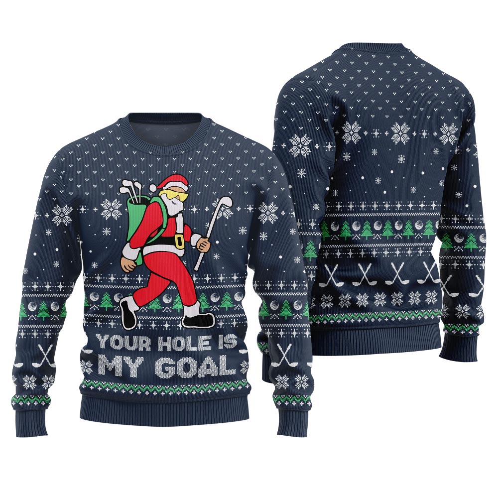 Your Hole Is My Goal Golf Ugly Christmas Sweater
