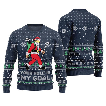 Your Hole Is My Goal Golf Ugly Christmas Sweater