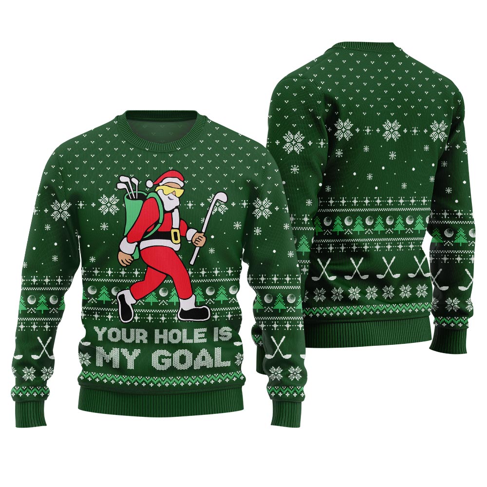 Your Hole Is My Goal Golf Ugly Christmas Sweater