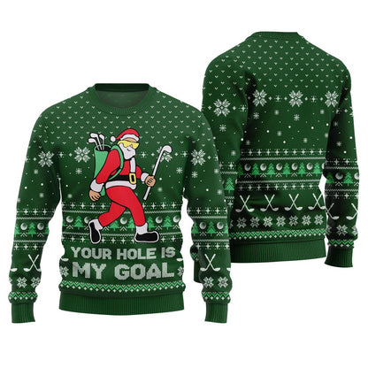 Your Hole Is My Goal Golf Ugly Christmas Sweater