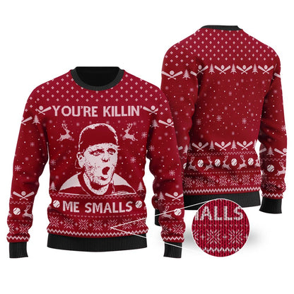 You're Killin' Me Smalls The Sandlot Ugly Christmas Sweater Cardinal Red - Funny Ugly Christmas Sweater