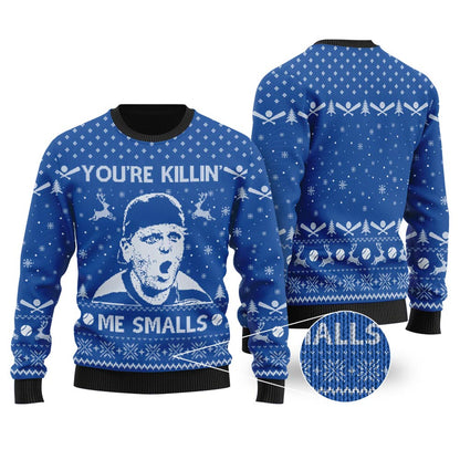 You're Killin' Me Smalls The Sandlot Ugly Christmas Sweater Royal - Funny Ugly Christmas Sweater