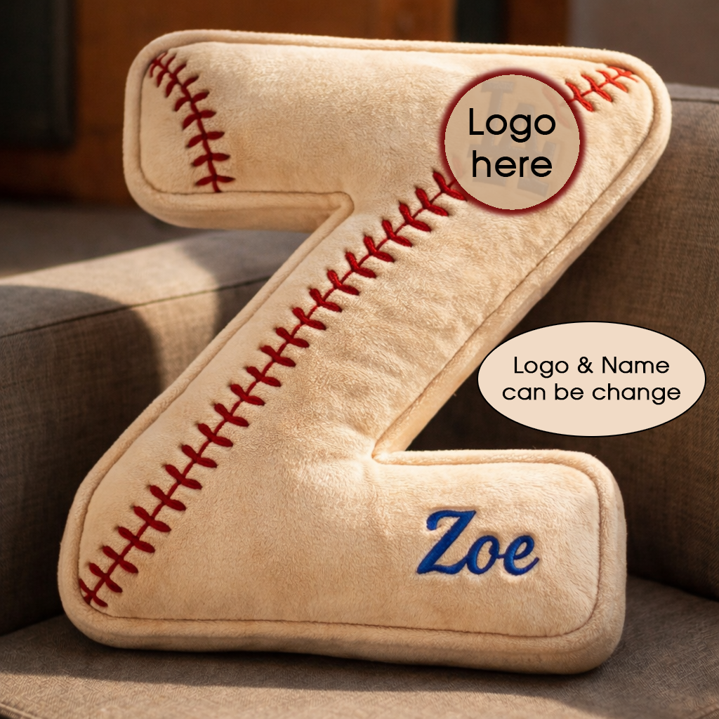Baseball Pillow Custom Name & Logo Gift For Kids, Friends, Family Irregular-Shaped Pillow Custom-Shaped Pillow-5TO9VIBE
