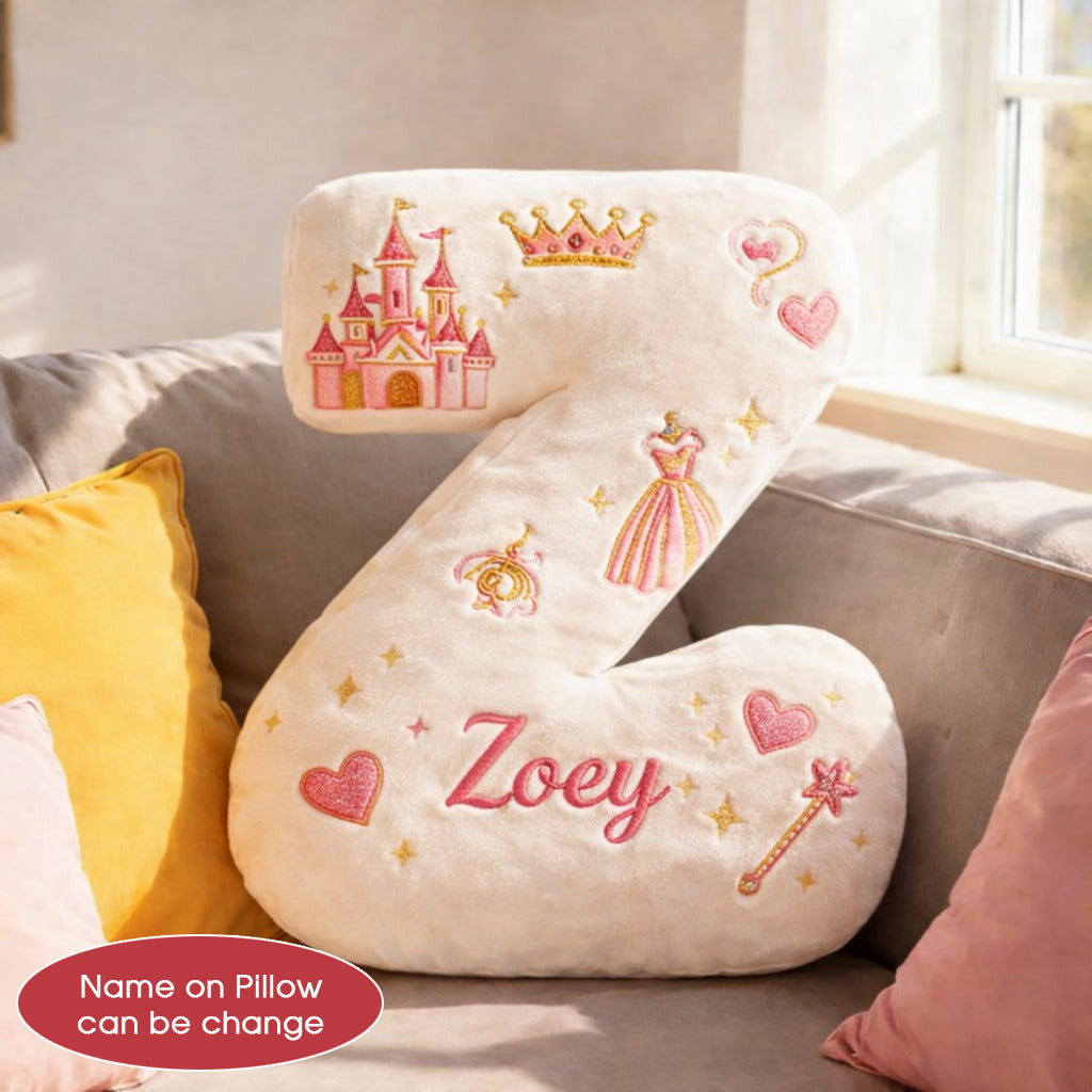 Dino and Princess Pillow Custom Name Gift  For Girls, Boys Irregular-Shaped Pillow Custom