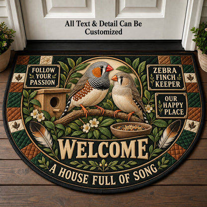 Zebra Finch Keeper Personalized Half Round Mat | 5To9Vibe