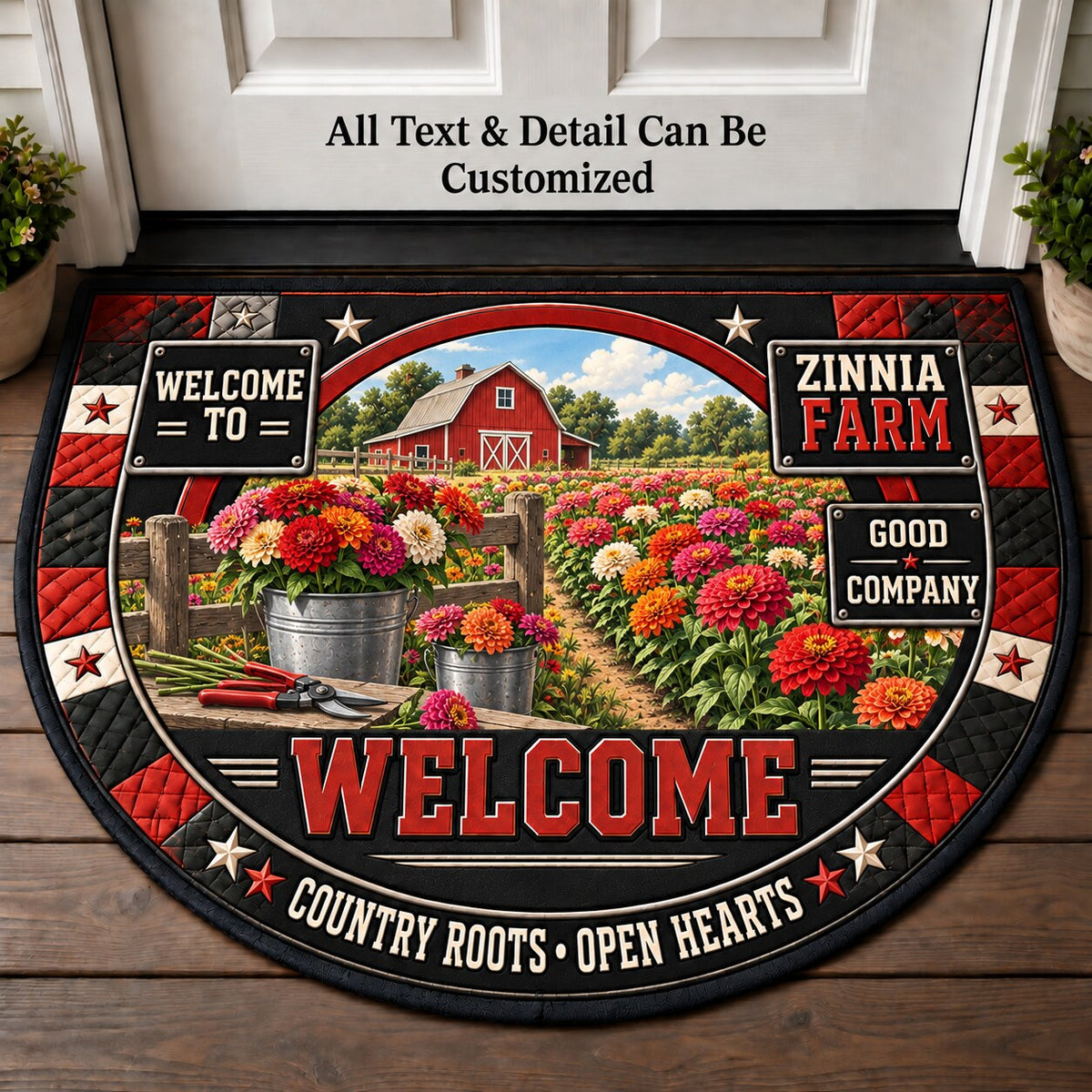 Zinnia Farm Personalized Half Round Mat | 5To9Vibe