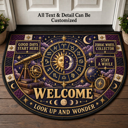 Zodiac Wheel Collector Personalized Half Round Mat | 5To9Vibe